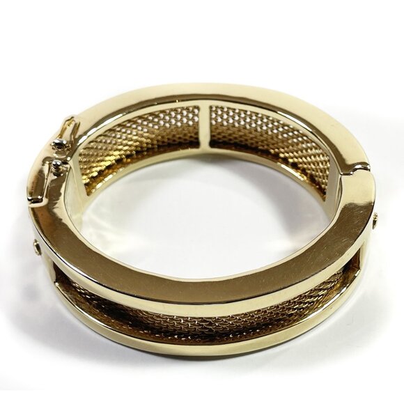 Vintage RLL RALPH LAUREN Bracelet Hinged Cuff Bangle Mesh Gold Tone Small - Picture 4 of 9